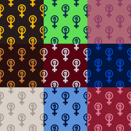 Set of nine feminist seamless patterns. Nice vector illustrationのイラスト素材