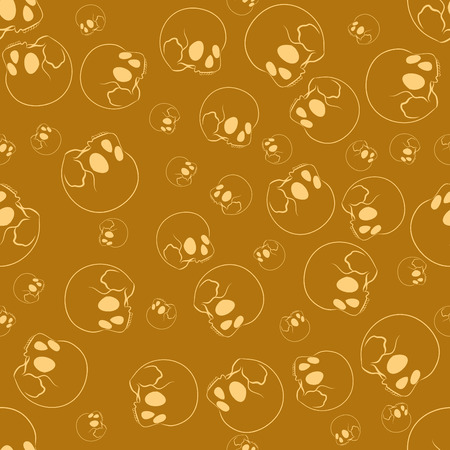 Nice Halloween seamless pattern with human skulls. Nice hand-drawn illustrationのイラスト素材