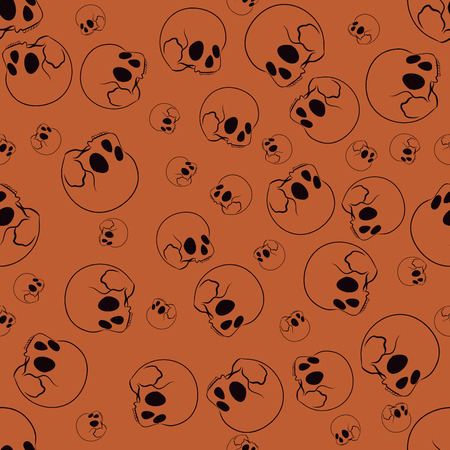 Nice Halloween seamless pattern with human skulls. Nice hand-drawn illustrationのイラスト素材