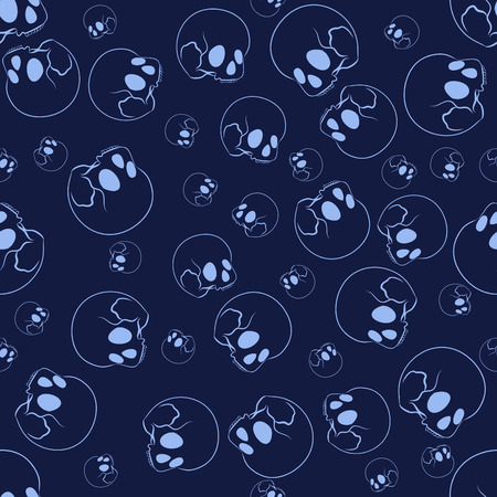 Nice Halloween seamless pattern with human skulls. Nice hand-drawn illustrationのイラスト素材
