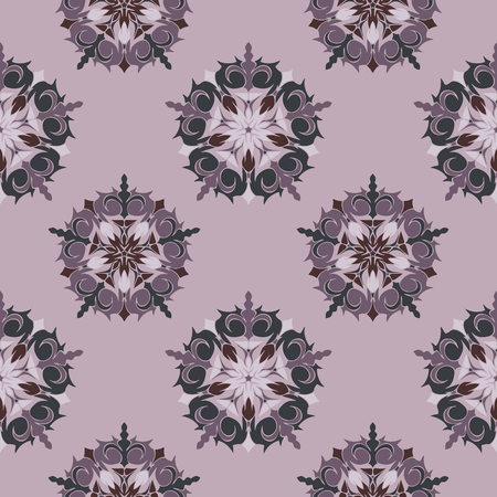 Elegant seamless pattern with Mandala and floral elements. Nice hand-drawn illustrationのイラスト素材