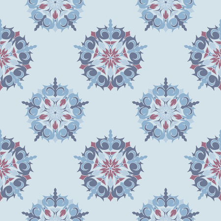 Elegant seamless pattern with Mandala and floral elements. Nice hand-drawn illustrationのイラスト素材