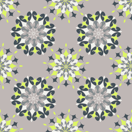 Elegant seamless pattern with Mandala and floral elements. Nice hand-drawn illustrationのイラスト素材