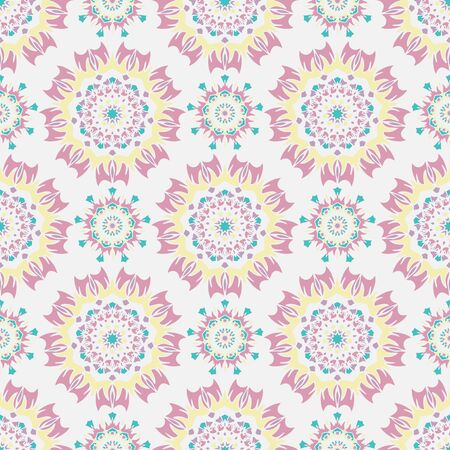 Elegant seamless pattern with floral and Mandala elements. Nice hand-drawn vector illustrationのイラスト素材