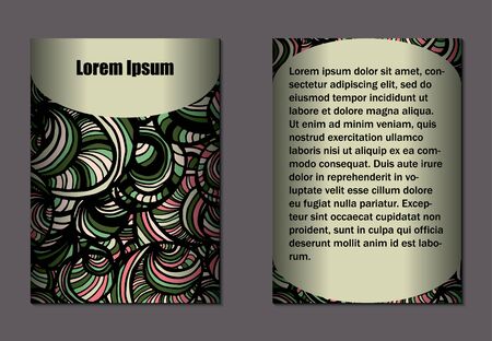 Doodle design of two sides of brochure. Nice hand-drawn illustrationのイラスト素材