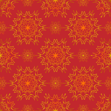 Elegant seamless pattern with floral and Mandala elements. Nice hand-drawn illustrationのイラスト素材