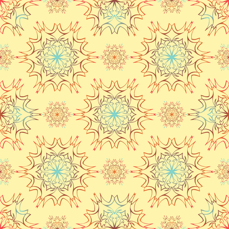 Elegant seamless pattern with floral and Mandala elements. Nice hand-drawn illustrationのイラスト素材