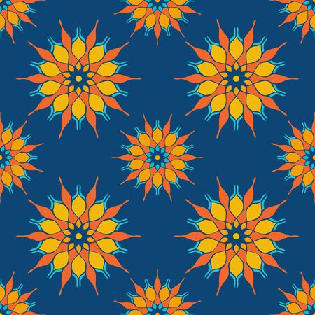 Elegant seamless pattern with floral and Mandala elements. Nice hand-drawn vector illustrationのイラスト素材