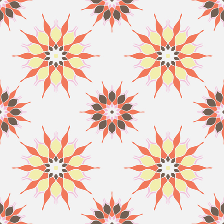 Elegant seamless pattern with floral and Mandala elements. Nice hand-drawn vector illustrationのイラスト素材