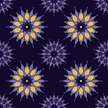 Elegant seamless pattern with floral and Mandala elements. Nice hand-drawn vector illustrationのイラスト素材