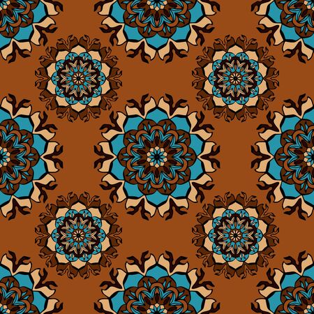 Elegant seamless pattern with floral and Mandala elements. Nice hand-drawn vector illustrationのイラスト素材