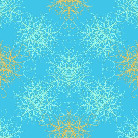 Elegant seamless pattern with floral and Mandala elements. Nice hand-drawn vector illustrationのイラスト素材