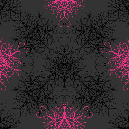 Elegant seamless pattern with floral and Mandala elements. Nice hand-drawn vector illustrationのイラスト素材