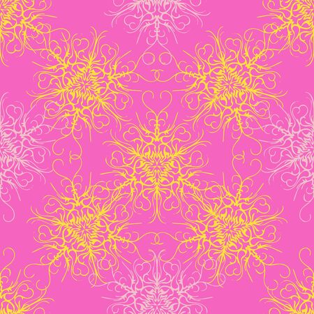 Elegant seamless pattern with floral and Mandala elements. Nice hand-drawn vector illustrationのイラスト素材