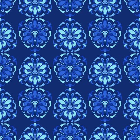 Elegant seamless pattern with floral and Mandala elements. Nice hand-drawn vector illustrationのイラスト素材