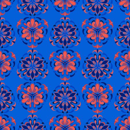 Elegant seamless pattern with floral and Mandala elements. Nice hand-drawn vector illustrationのイラスト素材