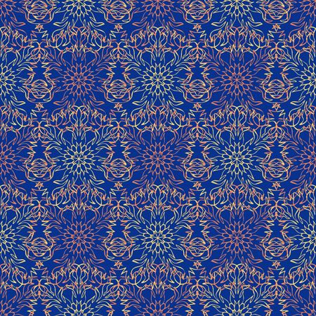 Elegant seamless pattern with floral and Mandala elements. Nice hand-drawn vector illustrationのイラスト素材