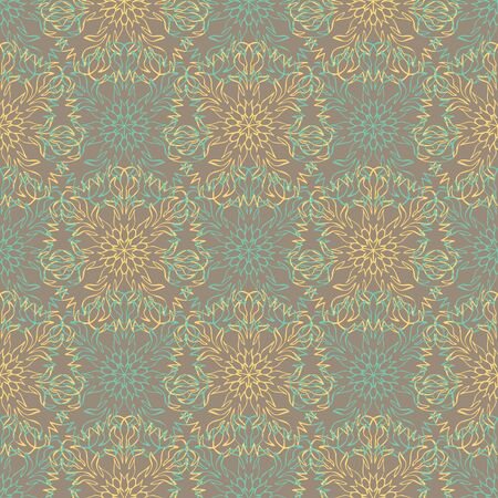 Elegant seamless pattern with floral and Mandala elements. Nice hand-drawn vector illustrationのイラスト素材
