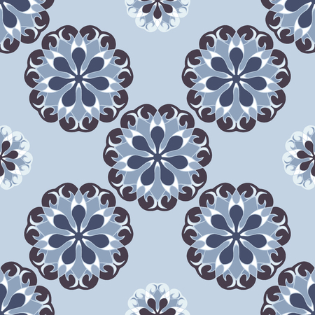 Elegant seamless pattern with floral and Mandala elements. Nice hand-drawn vector illustrationのイラスト素材