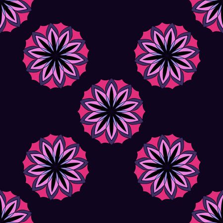 Elegant seamless pattern with floral and Mandala elements. Nice hand-drawn vector illustrationのイラスト素材