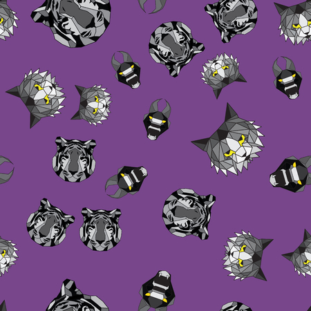 Wild and domestic cats seamless pattern.のイラスト素材