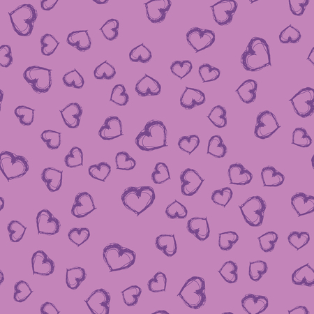 Pink doodle hearts seamless patternのイラスト素材