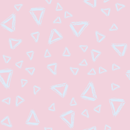 Pink and beige doodle triangles seamless pattern. Hand drawn vector graphic desighn.のイラスト素材