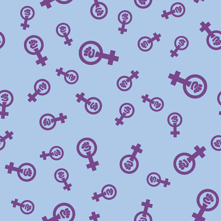 Light blue and purple colorful Venus mirror feminism seamless pattern. Vector graphic design.のイラスト素材