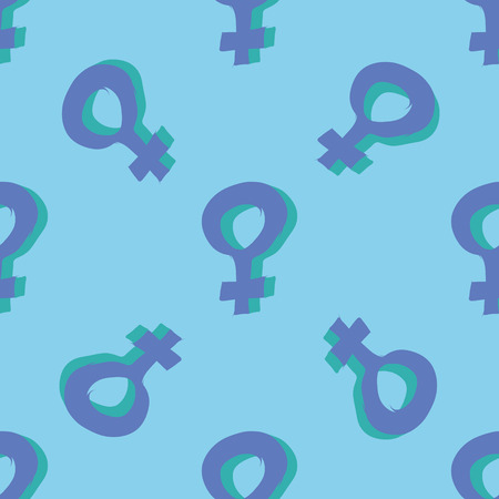 Blue colorful venus mirror feminism seamless pattern. Vector graphic designのイラスト素材