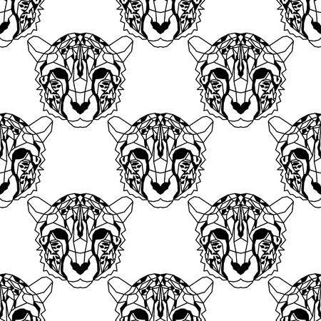 Low polygonal cheetahs seamless pattern background. Nice vector graphic illustration.のイラスト素材