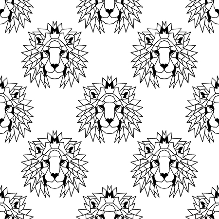 Low polygonal lions seamless pattern. Nice vector graphic illustration.のイラスト素材
