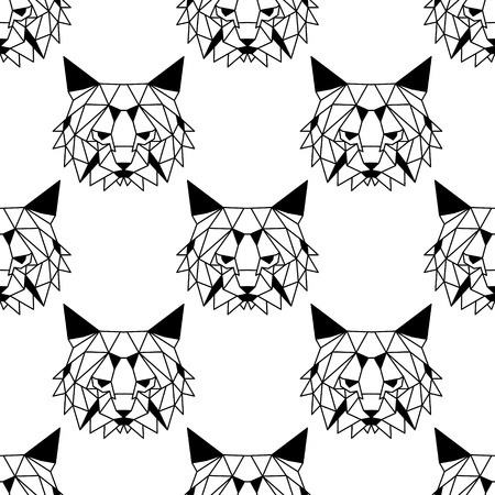 Low polygonal cats seamless pattern. Nice vector graphic illustration.のイラスト素材