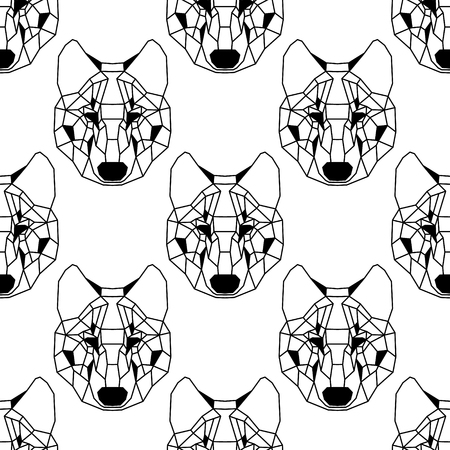 Low polygonal wolves seamless pattern. Nice vector graphic illustration.のイラスト素材
