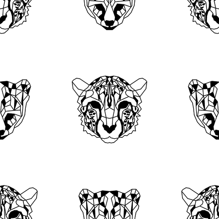 Low polygonal cheetahs seamless pattern. Nice vector graphic illustration.のイラスト素材