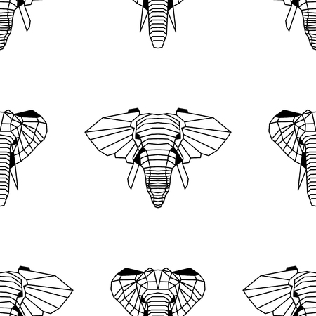 Low polygonal elephants seamless pattern. Nice vector graphic illustration.のイラスト素材