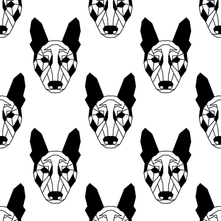 Seamless pattern background of low polygonal dogsの写真素材