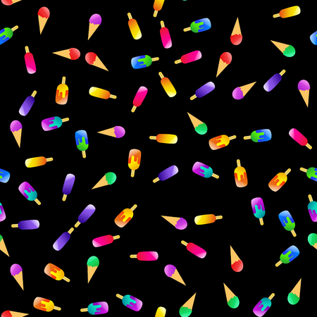 Seamless ice cream pattern colorful background. Nice and beautiful vector illustrationのイラスト素材