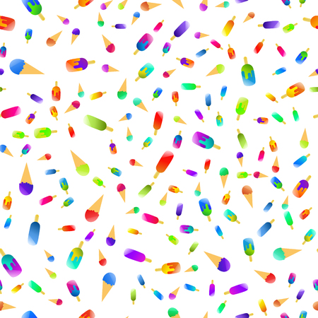 Seamless ice cream pattern colorful background. Nice and beautiful vector illustrationのイラスト素材