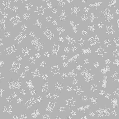 Seamless summer insects pattern background. Nice and beautiful vector graphic illustrationのイラスト素材