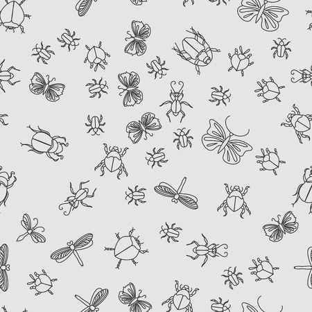 Seamless summer insects pattern background. Nice and beautiful vector graphic illustrationのイラスト素材