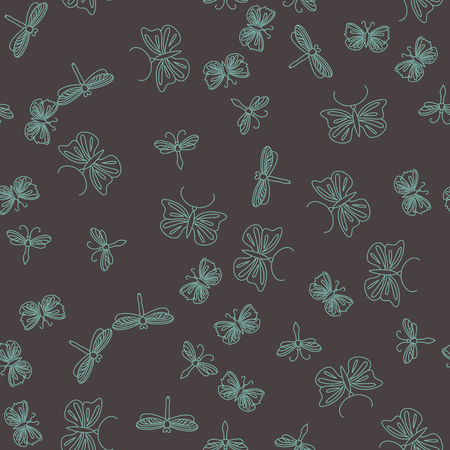 Seamless summer insects pattern background. Nice and beautiful vector graphic illustrationのイラスト素材