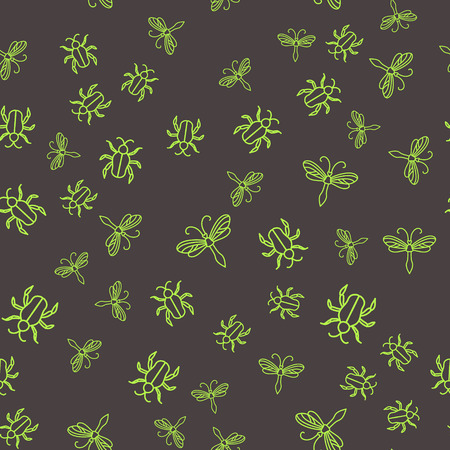 Seamless summer insects pattern background. Nice and beautiful vector graphic illustrationのイラスト素材
