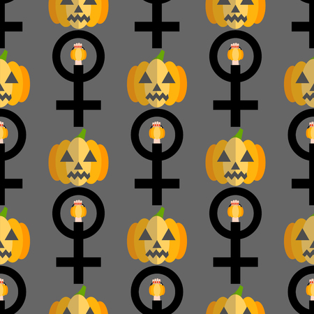 Feminist halloween seamless pattern background. Nice and beautiful vector graphic illustrationのイラスト素材