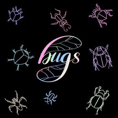 bugs colorful hand lettering inscription, calligraphy beautiful raster illustrationの写真素材
