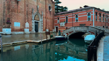 Venice Carnival. People in Venetian carnival masks and costumes on streets of Venice, Italy, Europe February 10, 2024.の写真素材
