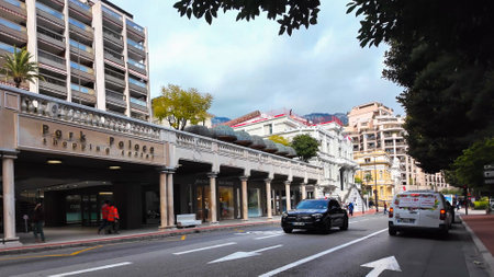 View from a moving car on the streets of Monte Carlo, Principality of Monaco February 26, 2025.の写真素材