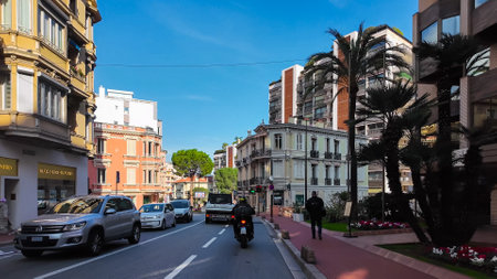 View from a moving car on the streets of Monte Carlo, Principality of Monaco February 26, 2025.の写真素材