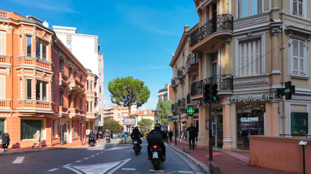 View from a moving car on the streets of Monte Carlo, Principality of Monaco February 26, 2025.の写真素材
