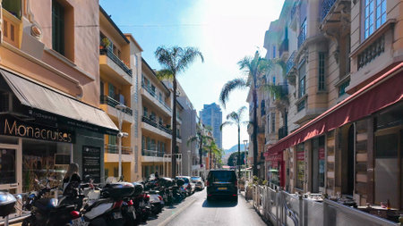View from a moving car on the streets of Monte Carlo, Principality of Monaco February 26, 2025.の写真素材