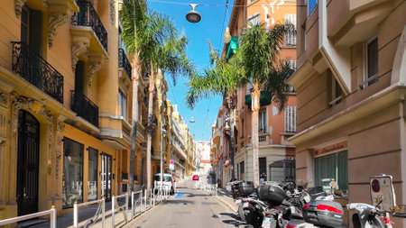 View from a moving car on the streets of Monte Carlo, Principality of Monaco February 26, 2025.の写真素材
